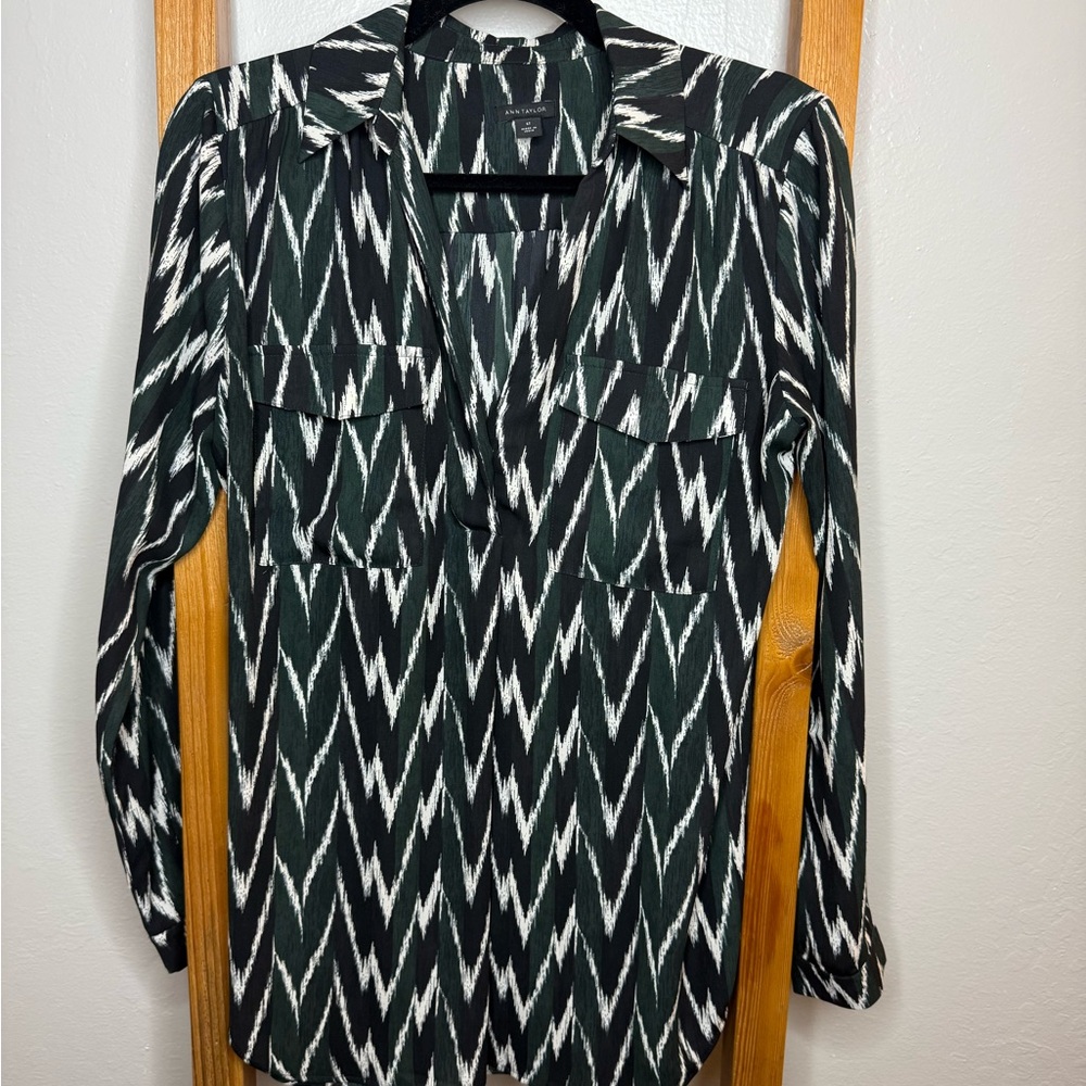 Ann Taylor Button Up Blouse Long Sleeve SMALL TALL